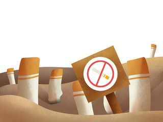 创意世界无烟日元素沙漠香烟PNG素材